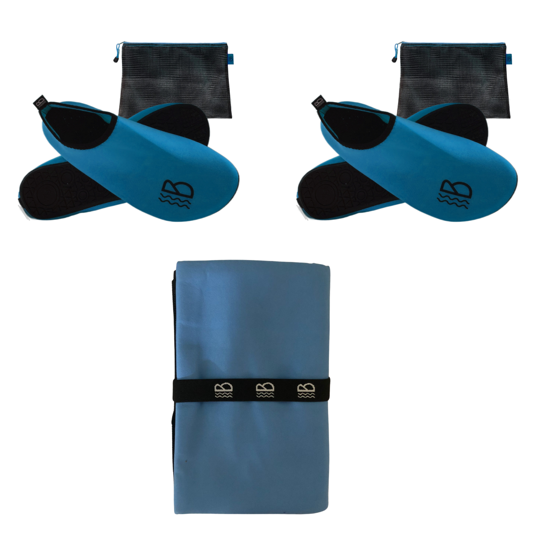 Two Pairs of Shoes & One Double Sized Microfibre Towel/ Picnic Blanket